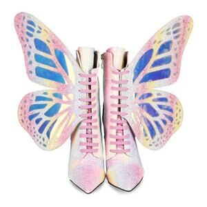 Rave Pointed Toes Lace Up Butterfly Stiletto Boots‎ New